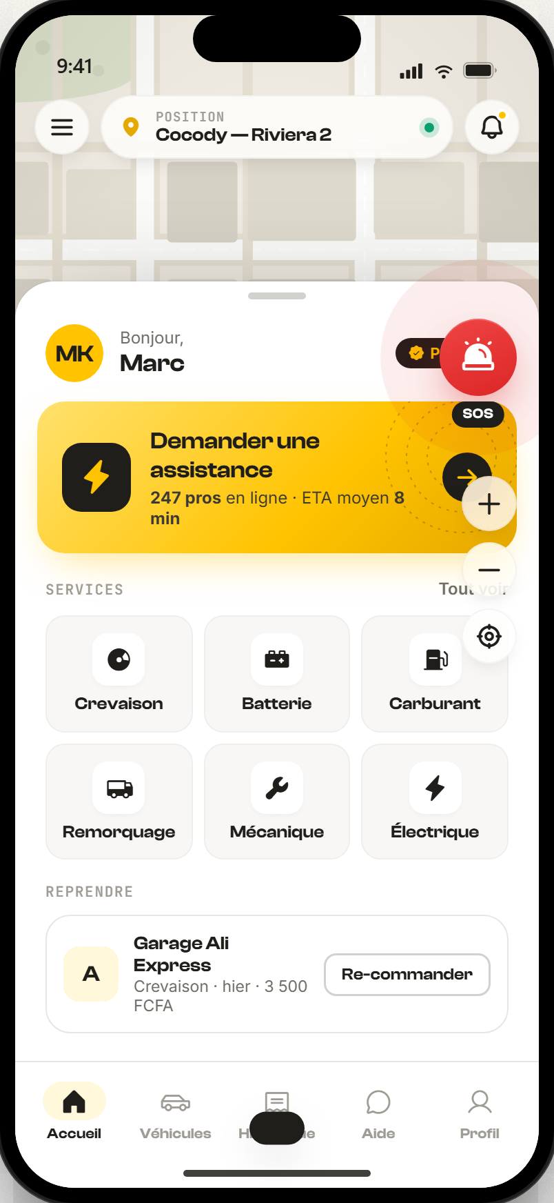 App YAFERI · accueil conducteur