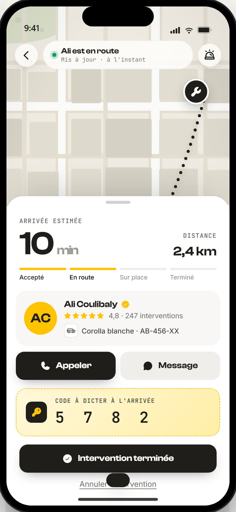 Étape 3 · suivre son arrivée en temps réel